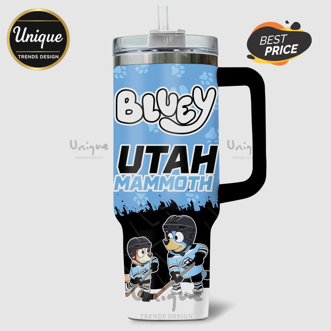 Bluey Utah Mammoth Hockey Personalized 40oz Tumbler Bluey Utah Mammoth Hockey Personalized 40oz Tumbler