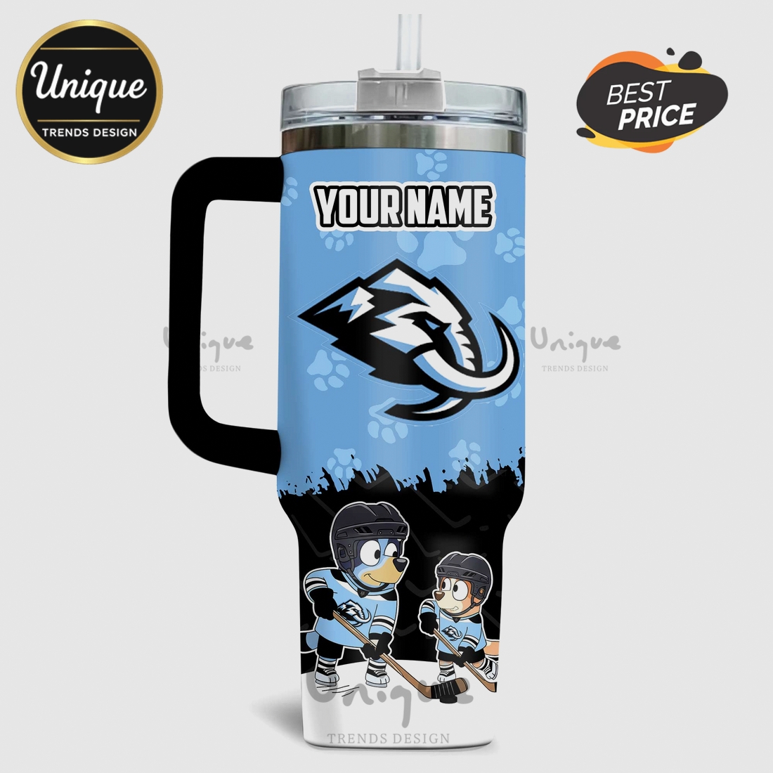 Bluey Utah Mammoth Hockey Personalized 40oz Tumbler Bluey Utah Mammoth Hockey Personalized 40oz Tumbler
