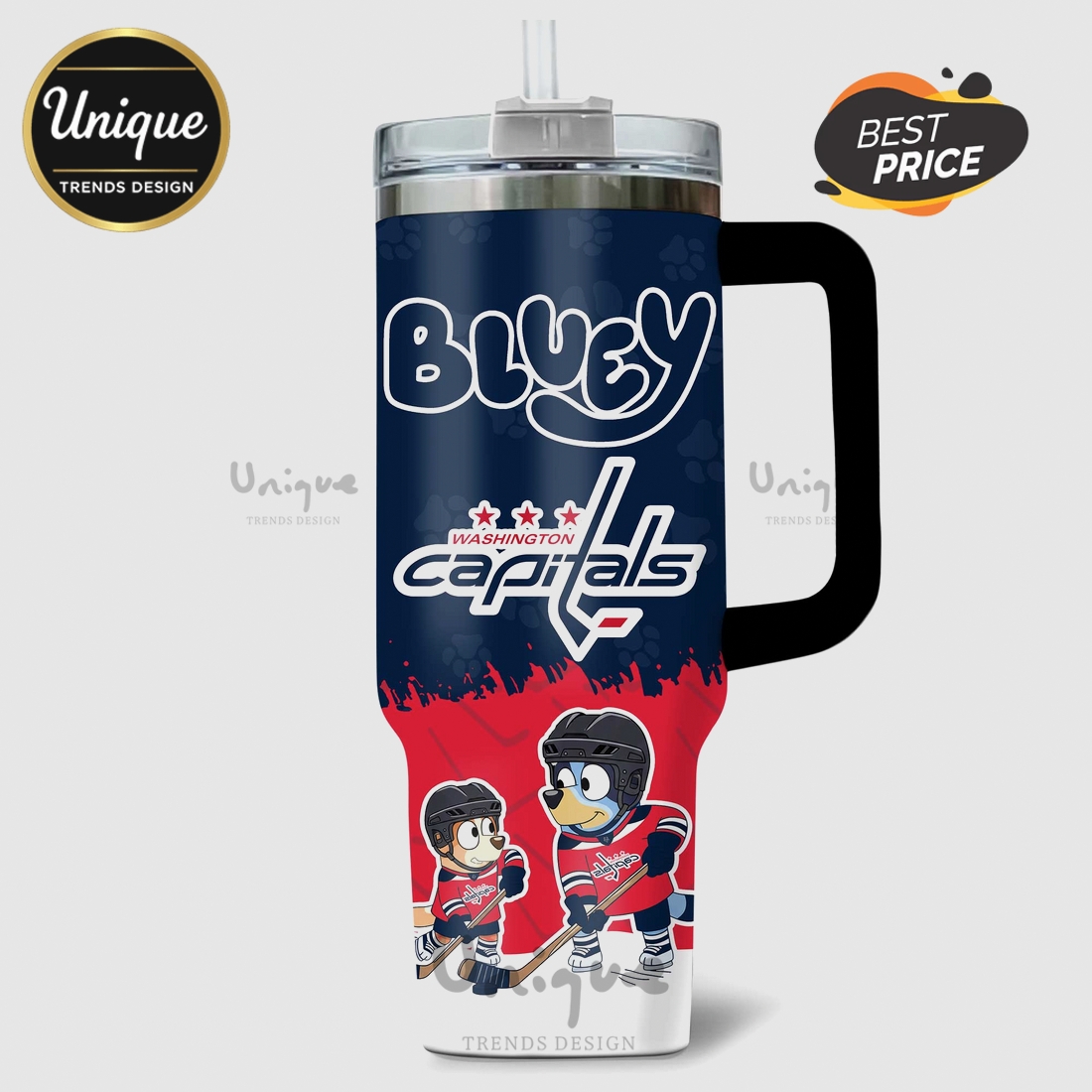 Bluey Washington Capitals NHL 40oz Stanley Personalized Tumbler Bluey Washington Capitals NHL 40oz Stanley Personalized Tumbler