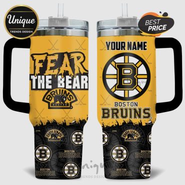 Boston Bruins Fear The Bear 40oz Stanley Style Tumbler