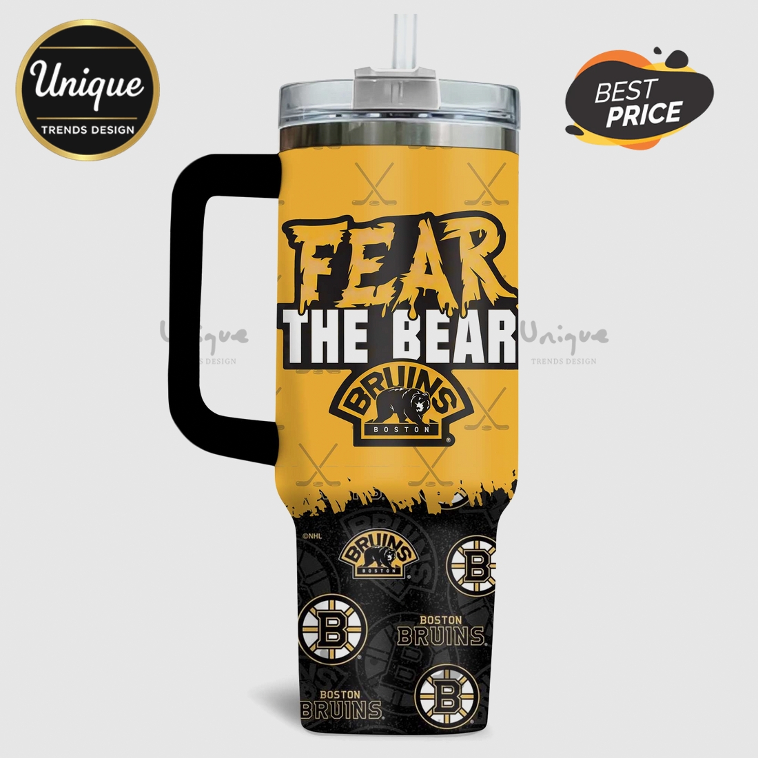 Boston Bruins Fear The Bear 40oz Stanley Style Tumbler Boston Bruins Fear The Bear 40oz Stanley Style Tumbler