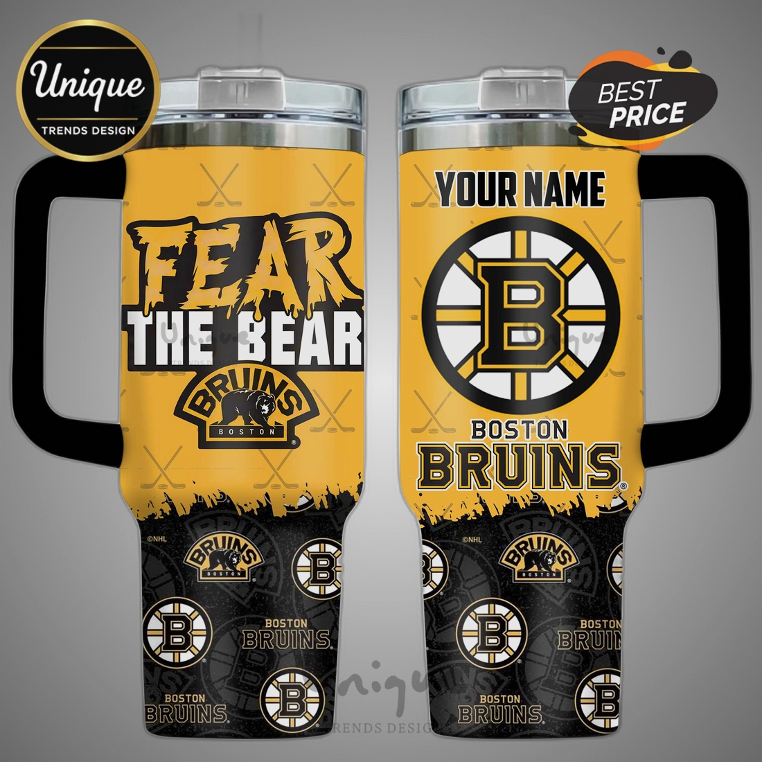Boston Bruins Fear The Bear 40oz Stanley Style Tumbler Boston Bruins Fear The Bear 40oz Stanley Style Tumbler