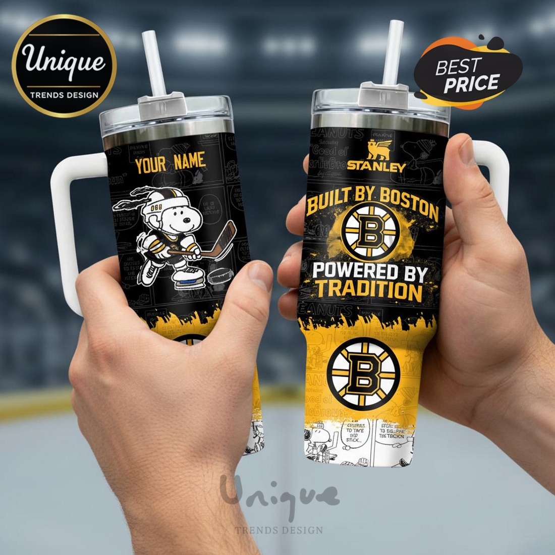 Boston Bruins Peanuts Stanley Personalized 40oz Tumbler Boston Bruins Peanuts Stanley Personalized 40oz Tumbler