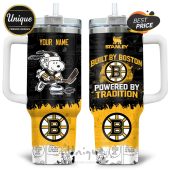 Personalized Boston Bruins Stanley Cup Peanuts 40oz Tumbler. Show your Bruins pride with Snoopy & Charlie Brown!