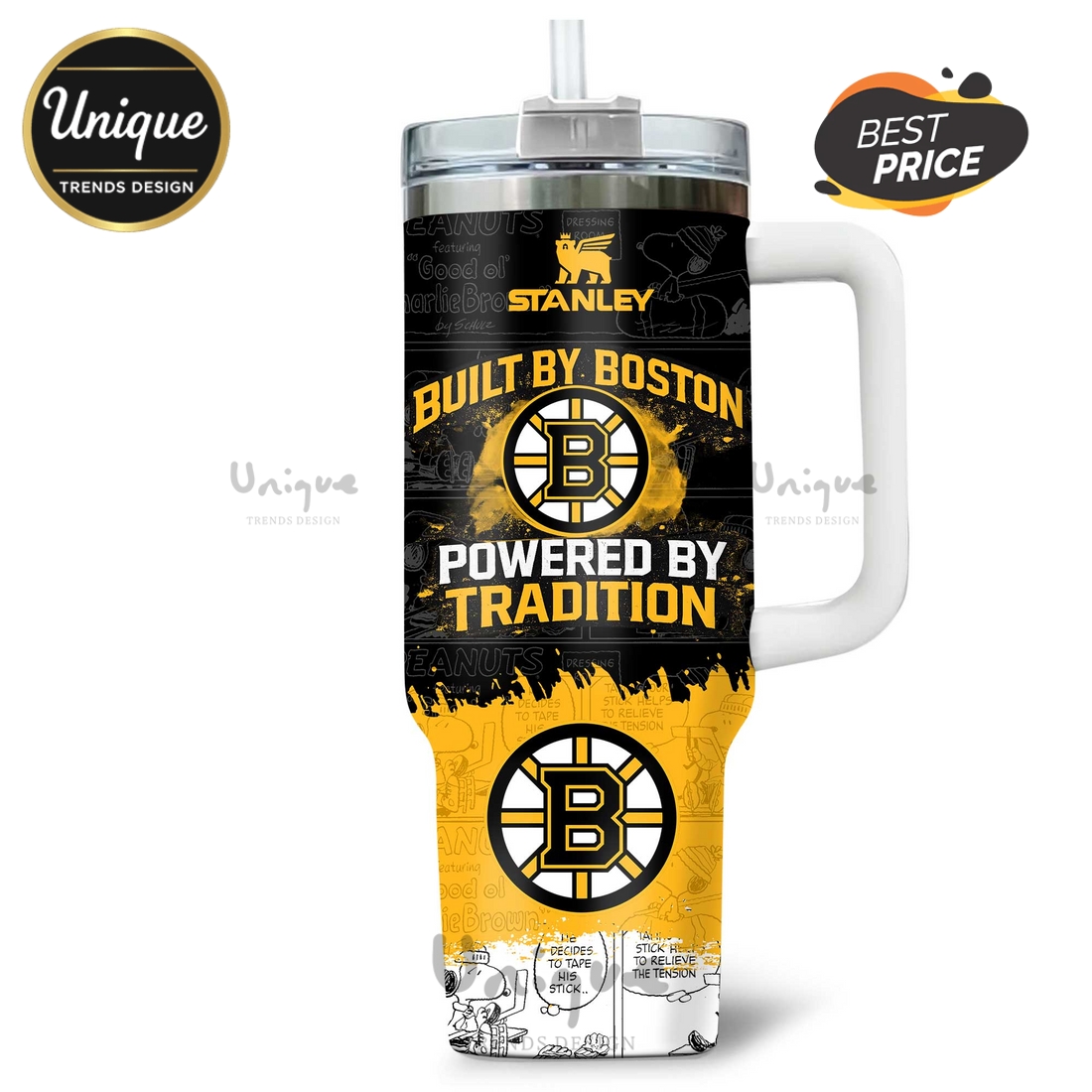 Boston Bruins Peanuts Stanley Personalized 40oz Tumbler Boston Bruins Peanuts Stanley Personalized 40oz Tumbler