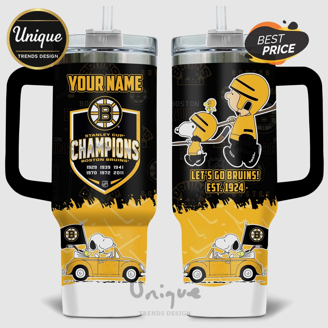 Boston Bruins Snoopy Stanley Cup Champions 40oz Tumbler Boston Bruins Snoopy Stanley Cup Champions 40oz Tumbler