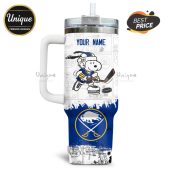 Personalized Buffalo Sabres Snoopy 40oz Tumbler - Perfect for hockey fans! Custom name available.