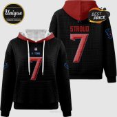 Black hoodie with red accents featuring 'H-Town' and number 7 on the front, and 'Stroud' and number 7 on the back.!