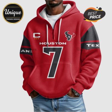 C.J. Stroud Houston Texans 7 NFL Player Quarter Zip Waffle Hoodie C.J. Stroud Houston Texans 7 NFL Player Quarter Zip Waffle Hoodie
