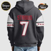 Gray hoodie featuring 'STROUD' and '7' in red/white, plus 'ANS' and 'TEX' on sleeves.!