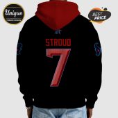 Black hoodie with red accents featuring 'Stroud' and the number 7 on the back.!