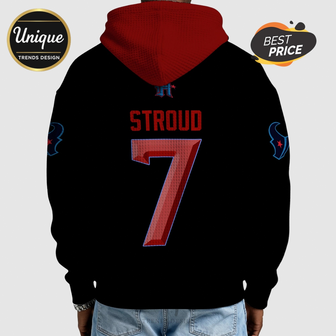 C.J. Stroud Houston Texans 7 Waffle Quarter Zip NFL Hoodie C.J. Stroud Houston Texans 7 Waffle Quarter Zip NFL Hoodie