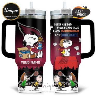 Cardinals Snoopy and Charlie Brown Football Custom Name 40oz Tumbler