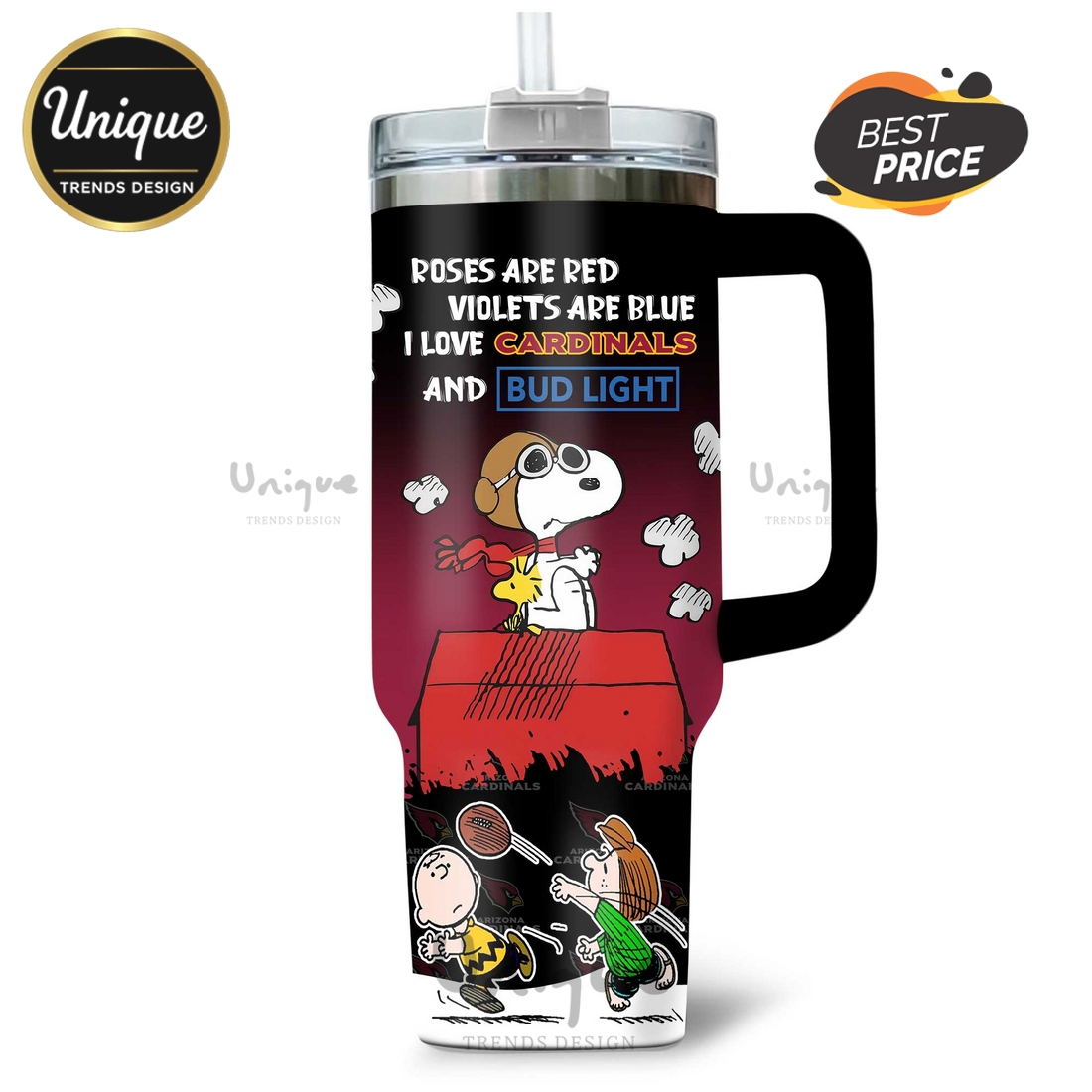 Cardinals Snoopy and Charlie Brown Football Custom Name 40oz Tumbler Cardinals Snoopy and Charlie Brown Football Custom Name 40oz Tumbler