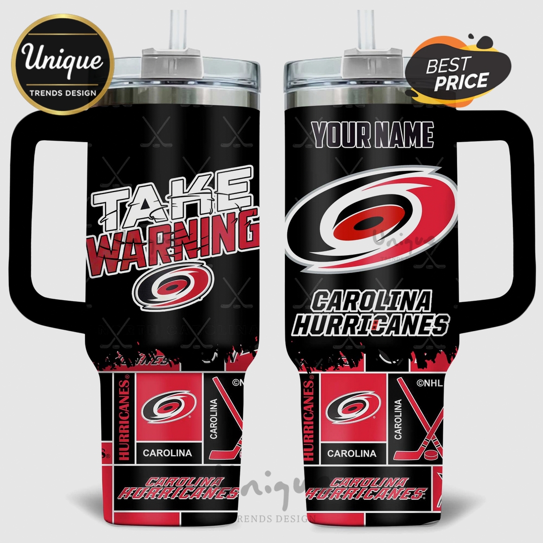 Carolina Hurricanes Take Warning NHL 40oz Stanley Style Tumbler Carolina Hurricanes Take Warning NHL 40oz Stanley Style Tumbler
