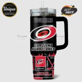 Personalized Carolina Hurricanes NHL tumbler with logo and hockey sticks design.!
