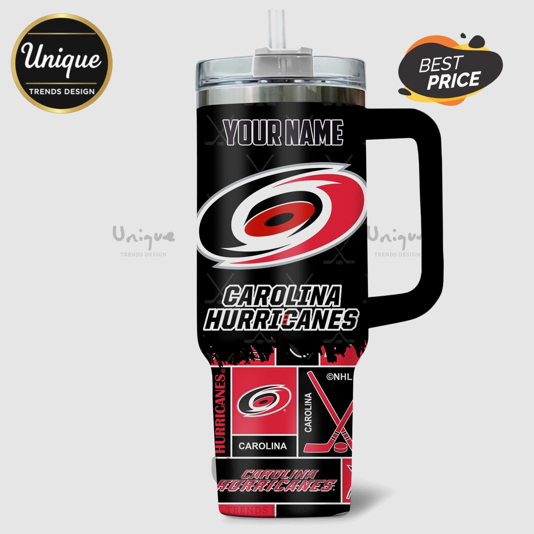 Carolina Hurricanes Take Warning NHL 40oz Stanley Style Tumbler Carolina Hurricanes Take Warning NHL 40oz Stanley Style Tumbler