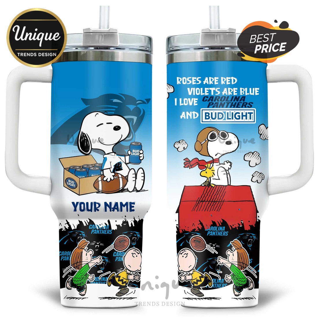 Carolina Panthers Snoopy Roses Are Red Personalized Tumblers 40oz Carolina Panthers Snoopy Roses Are Red Personalized Tumblers 40oz