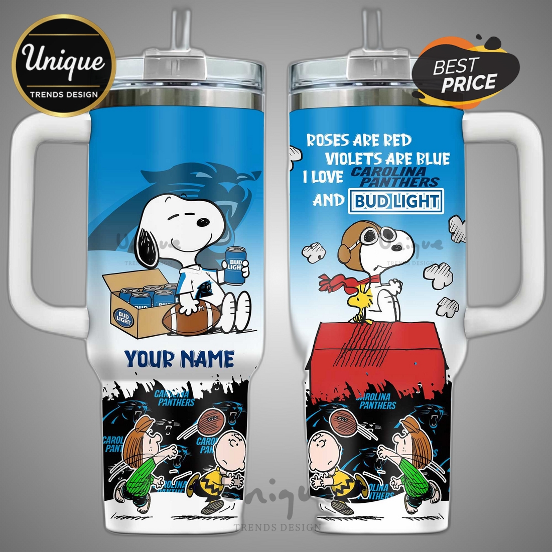 Carolina Panthers Snoopy Roses Are Red Personalized Tumblers 40oz Carolina Panthers Snoopy Roses Are Red Personalized Tumblers 40oz
