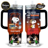 Personalized Chicago Bears Snoopy Bud Light 40oz Tumbler. Show your team spirit!