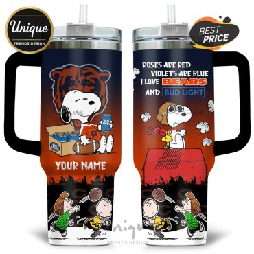Chicago Bears Snoopy Bud Light Personalized 40oz Tumbler