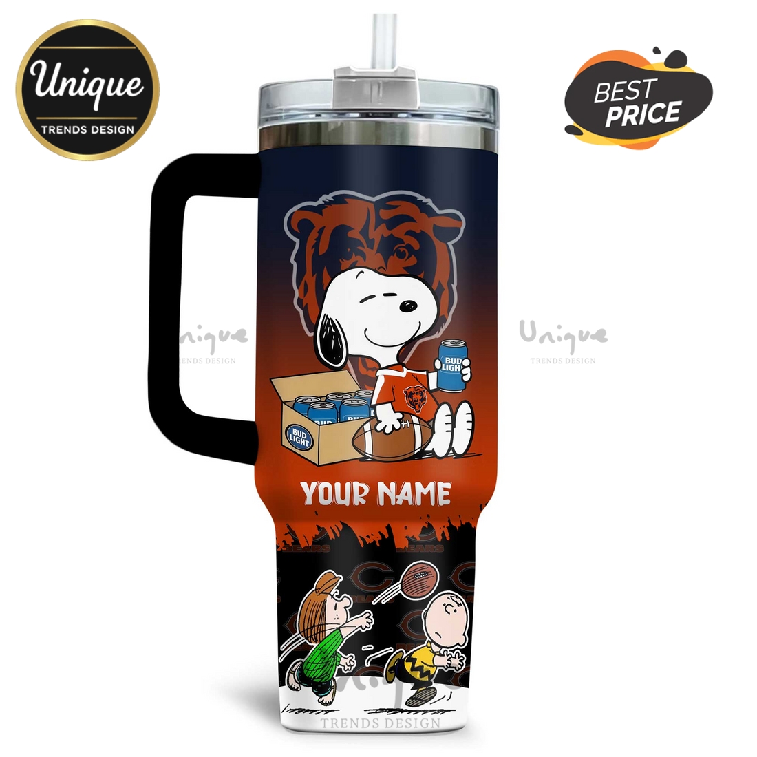 Chicago Bears Snoopy Bud Light Personalized 40oz Tumbler Chicago Bears Snoopy Bud Light Personalized 40oz Tumbler