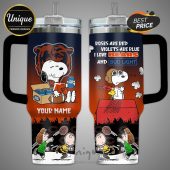 Personalized Chicago Bears Snoopy Bud Light 40oz Tumbler. Show your team spirit!