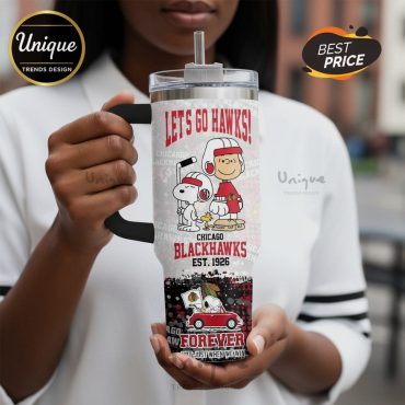 Chicago Blackhawks Snoopy 100th Anniversary Stanley Cup Champions 40oz Tumbler
