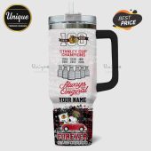 Personalized tumbler with Chicago Blackhawks Stanley Cup Champions design featuring Snoopy and Woodstock.!
