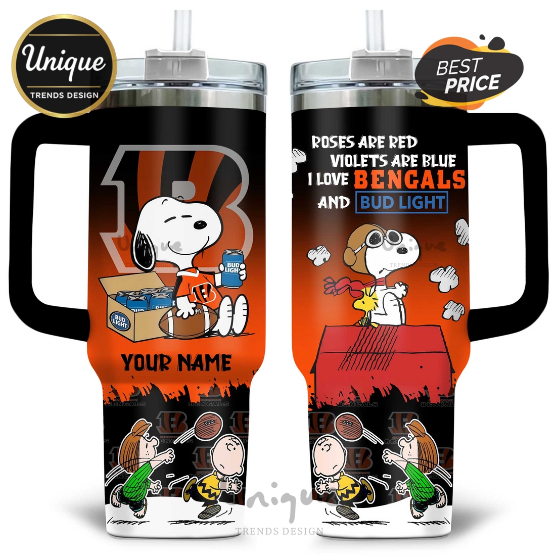 Cincinnati Bengals Snoopy & Charlie Brown Fan Art Novelty Tumbler Cincinnati Bengals Snoopy & Charlie Brown Fan Art Novelty Tumbler