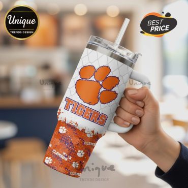 Clemson Tigers Basketball Fan 40oz Stanley Style Tumbler