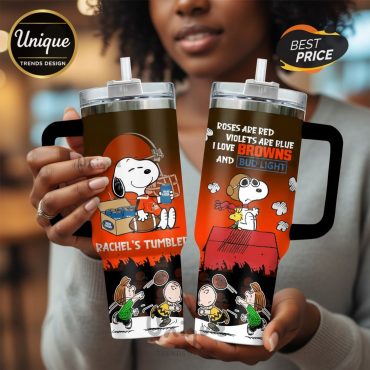 Cleveland Browns Snoopy Bud Light Personalized 40oz Tumbler