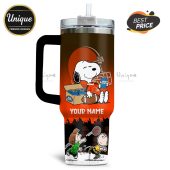 Personalized Cleveland Browns Snoopy Bud Light 40oz Tumbler. Great gift for Browns fans!