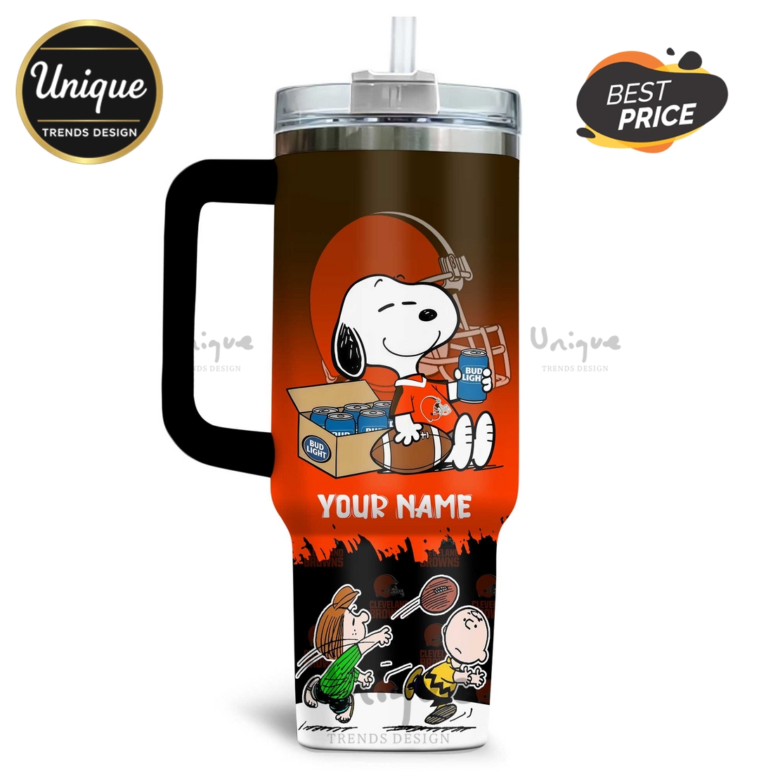 Cleveland Browns Snoopy Bud Light Personalized 40oz Tumbler Cleveland Browns Snoopy Bud Light Personalized 40oz Tumbler
