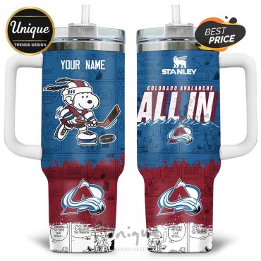 Colorado Avalanche Peanuts Snoopy All In Personalized 40oz Tumbler