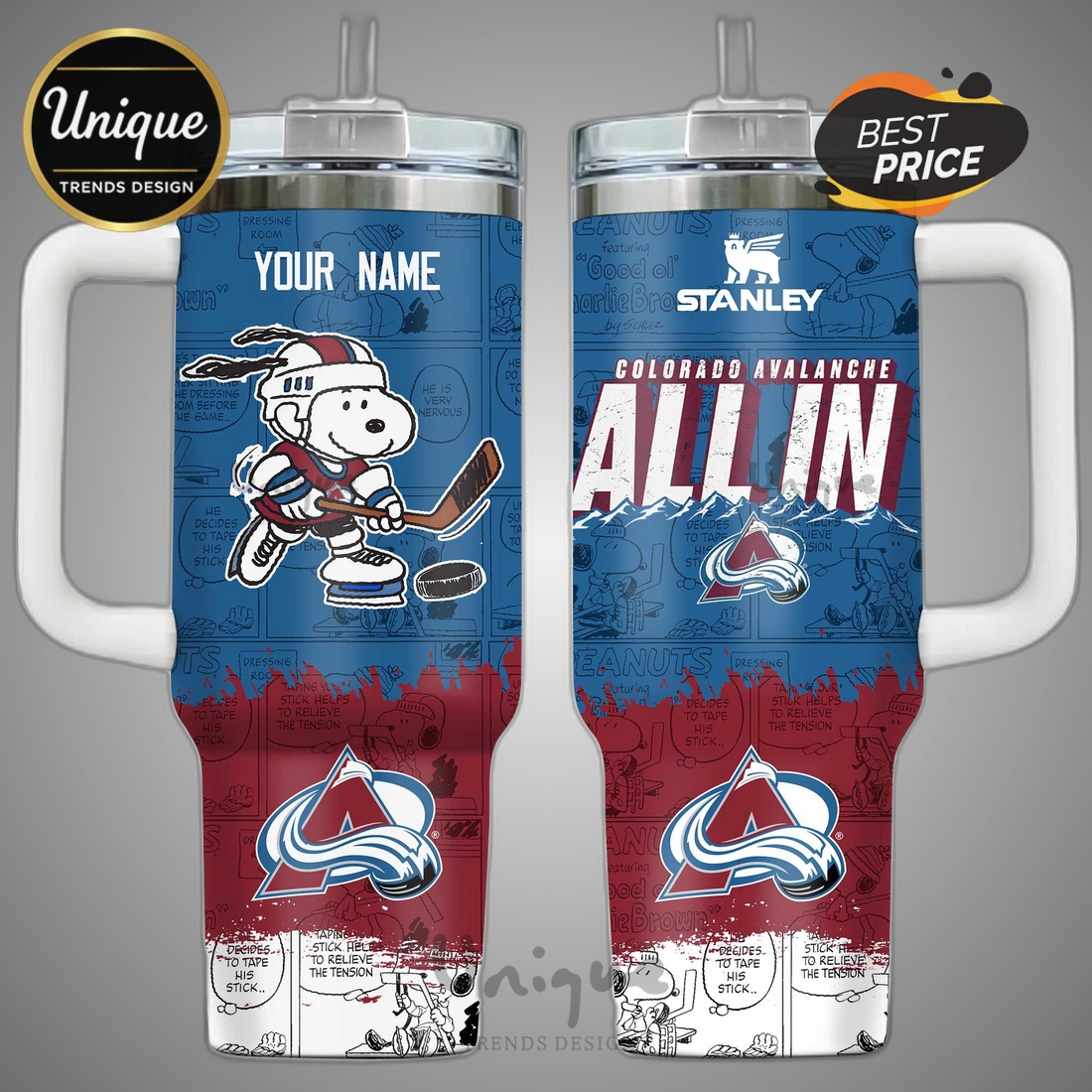 Colorado Avalanche Peanuts Snoopy All In Personalized 40oz Tumbler Colorado Avalanche Peanuts Snoopy All In Personalized 40oz Tumbler