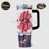 Columbus Blue Jackets themed tumbler with the team logo and 