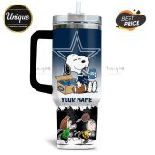 Dallas Cowboys Snoopy Bud Light Personalized 40oz Tumbler. Keeps drinks cold or hot. Officially licensed NFL product.