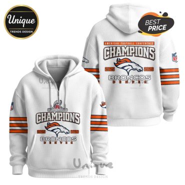 Denver Broncos 2025-2026 AFC Champions 3D Zip Waffle Hoodie
