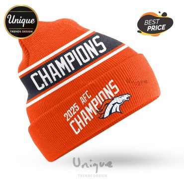 Denver Broncos 2025 AFC Champions Premium Knit Beanie Hat