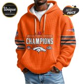 Orange hoodie with American Football Conference Champions design and Broncos logo.!