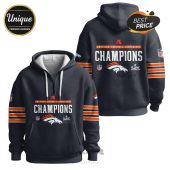 American Football Conference Champions hoodie featuring the Denver Broncos logo and Super Bowl LVI patch.!