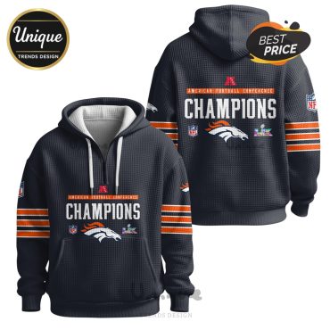 Denver Broncos AFC Champions 3D Graphic Zip Waffle Hoodie
