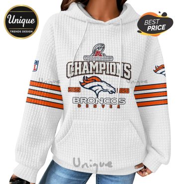 Denver Broncos Champions 2025-2026 American Football Waffle Hoodie
