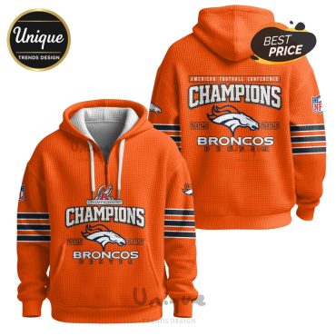 Denver Broncos Champions 2025-2026 Football Conference Zip Waffle Hoodie