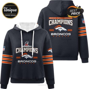 Denver Broncos Champions 2025-2026 NFL Football Waffle Hoodie