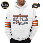 American Football Conference Champions hoodie featuring a Broncos logo and Super Bowl LVIII emblem.!