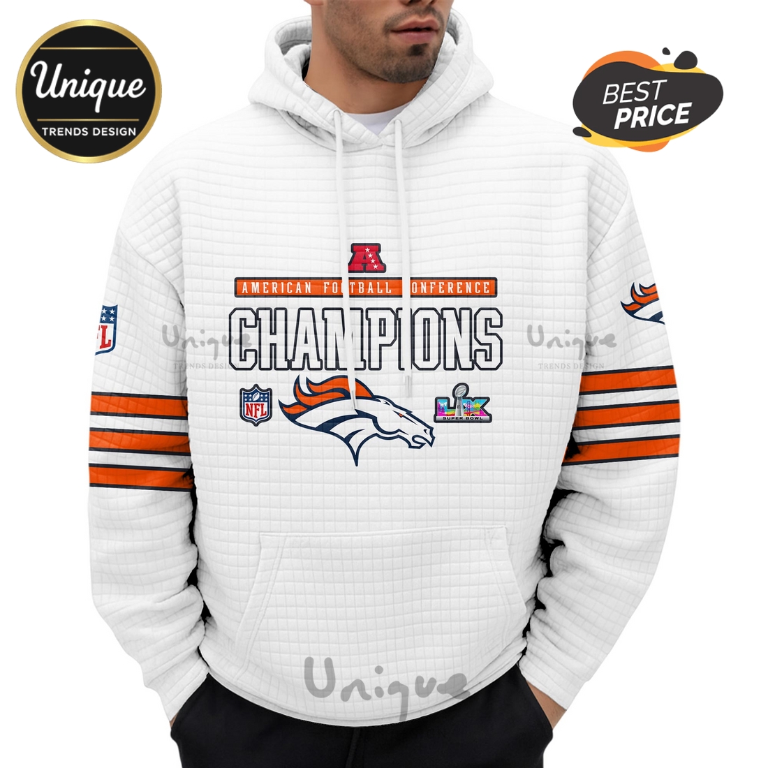 Denver Broncos Champions American Football Waffle Hoodie Denver Broncos Champions American Football Waffle Hoodie