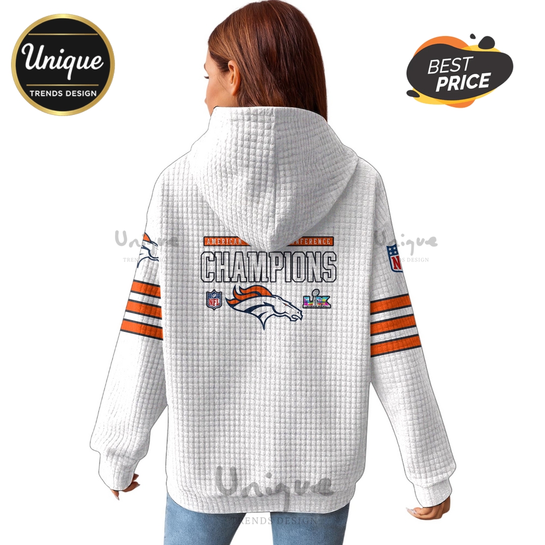 Denver Broncos Champions American Football Waffle Hoodie Denver Broncos Champions American Football Waffle Hoodie
