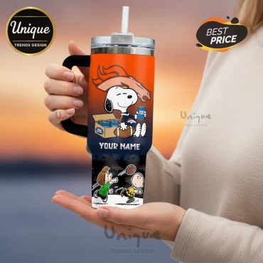 Denver Broncos Snoopy Roses Are Red Personalized Stainless Steel Tumbler
